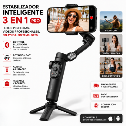 Trípode para Celular con Control Bluetooth, Fotos y Videos Estables a Distancia